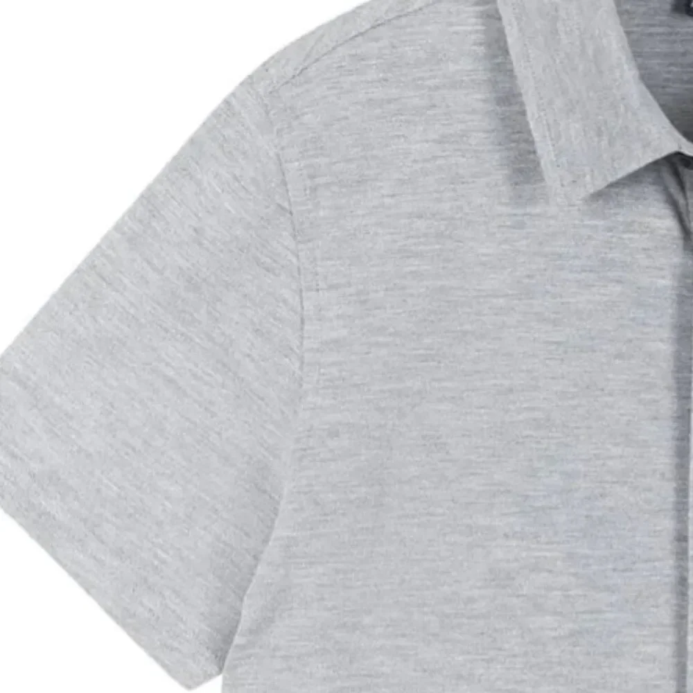 Andy & Evan Light Gray short sleeve button up knit shirt NWT size 10